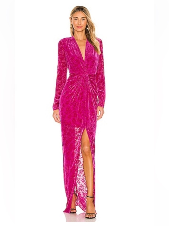 Veronica Beard Dresses & Skirts - Veronica Beard NWT Ruthie Magenta  Velvet Long-Sleeve  Gown